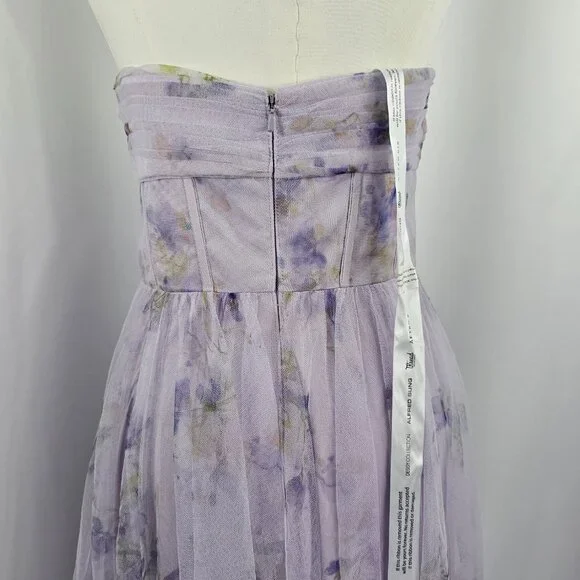 Dessy Collection Purple Floral Corset Strapless Chiffon Maxi Dress Size 4R NWOT - Picture 8 of 14